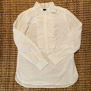 J. Crew Ruffle Front Classic Fit Boy Shirt NWT Small